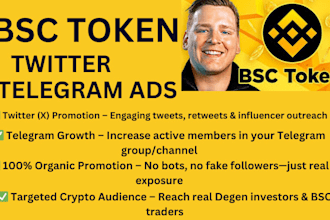 shoutout bsc token memecoin hit 50m holders twitter marketing telegram promotion