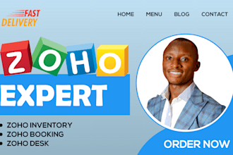 set up your zoho one, books, invoice, desk, inventory, billing, crm, ai expert