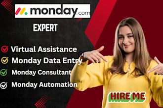 be your monday consultant, setup monday CRM project management boards, crm va