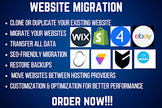 clone migrate your website to shopify wix wordpress ebay squarespace bigcartel