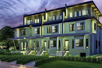 remodel apartment building,3d sketchup model, landscape,cgi render, garden space
