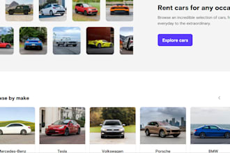 design car rental website, car dealership, car rental booking website