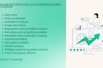 do statistical data analysis using spss, stata, rstudio, excel and python