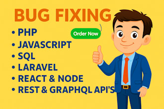 fix php, javascript, jquery errors , wordpress, react, node, api bugs