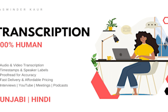 transcribe and convert audio or video to text in hindi, and punjabi