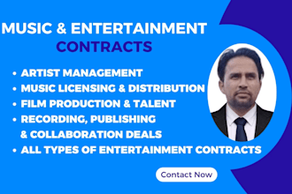 draft and review music, film, and all entertainment contract
