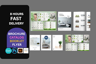 design product catalog, brochure catalogue flyer magazine canva, lookbook