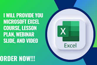 create microsoft excel training course lesson plan webinar slide and video