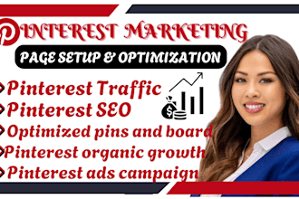 setup,optimize and do pinterest marketing, pins and boards