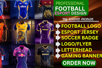 create football logo gaming banner esport jersey sport badge letterhead design