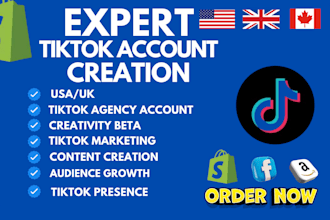 create USA, UK tiktok account for creativity beta for you