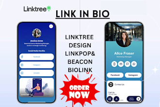 set up beacons, linktree, linkpop bio links, linktree landing within 1hr