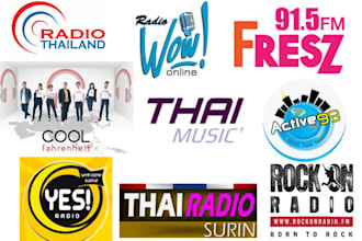 promote your hip pop, rock, and pop song on thai radio