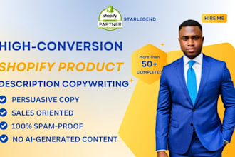do shopify product description and website sales copy