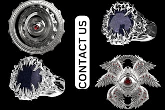 do custom 3d jewelry cad realistic renderings for 3d rings, earrings, pendants