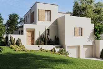 upgrade 3d exterior house, garden render,winter park, forest house,swimming pool