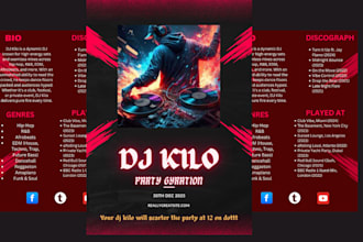 design a professional press kit dj epk musician epk with clickable link