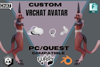 create custom vrchat, furry avatar, 3d model, or anime character from scratch