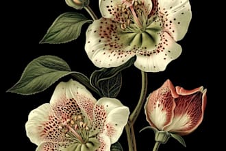 create botanical illustrations of flowers, plants and fruits
