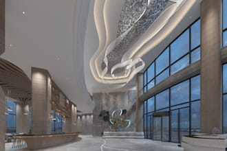 design 3d luxury hotel, lounge, lobby, hub interior