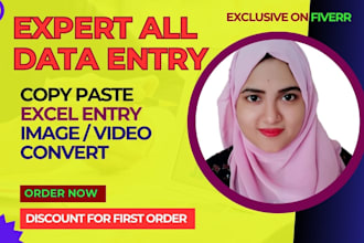 do excel data entry data scraping and file convert  fast delivery