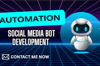 develop instagram API bot, twitter x bot, telegram API bot, youtube API bot