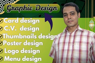 create logo, poster, menu, card, CV and thumbnails