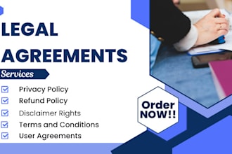 write privacy policies, terms and conditions and business legal agreements