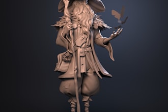 sculpt custom miniatures, pathfinder model,fantasy figurine, medieval wizard,stl