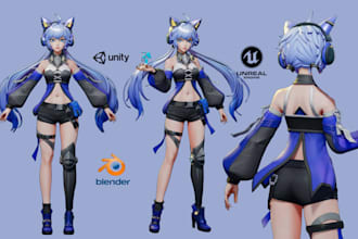 do 3d game character realistic character 3d stylized for unity or unreal engine