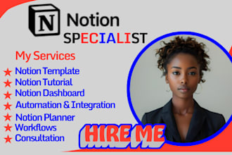 be your notion expert to design notion template dashboard