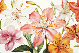 draw botanical illustrations of flowers, plants, fruits