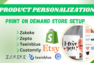 set up zakeke customily teeinblue zepto for shopify  print on demand store
