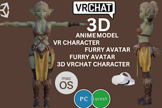 custom vrchat 3d model furry avatar vtuber 3d vr character with quality features