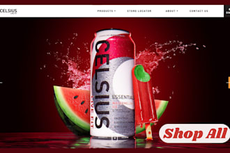 design energy drink website beverages shopify store label soft drink dropship