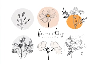 create a hand drawn, boho, floral and botanical logo