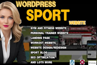 wordpress sports website, gym, fitness, personal trainer website sports blog