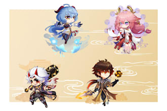 draw chibi anime character illustration, kawaii, chibi art, oc, fanart,