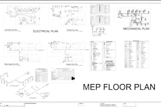 draw architectural floor plans electrical plumbing mep plans drawings in autocad