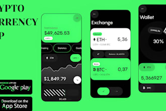 develop a crypto wallet app, crypto exchange website, stock trading app