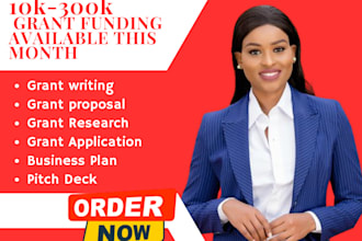 do grant research, grant proposal writing, grant application and business plan