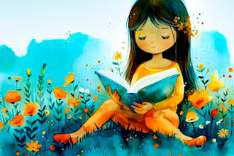 make hand drawn children story book illustration watercolor