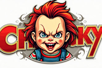 create awesome chucky doll logo with unlimited revisions