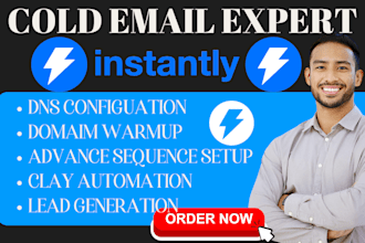 setup instantly ai for cold outreach , email warmup, campaigns, dns records