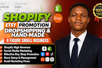 promote shopify store to boost shopify sales, etsy promotion for etsy sales