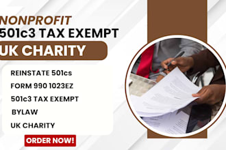 do non profit registration, 501c3 tax exempt, uk charity bylaw, form 1023 990