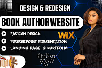 design book author website, wix website, design favicon, powerpoint presentation