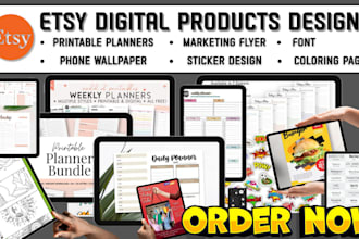 design etsy digital products coloring pages marketing flyer printable planner