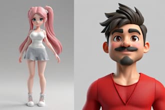 design 3d doll model, 3d character modeling, 3d toy in stl file using blender