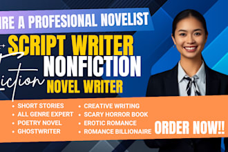 do movie script writing, turn novel to screenplay feature film script, tv series